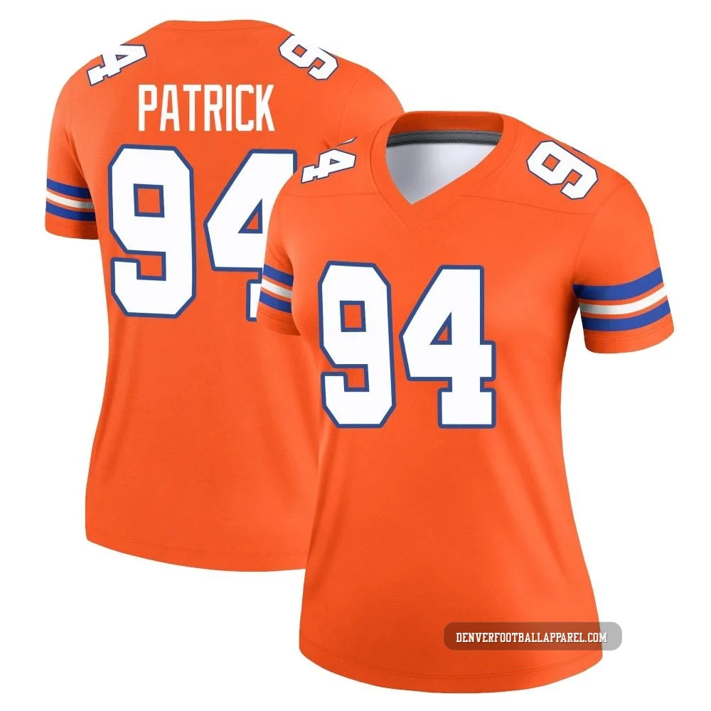 Aaron Patrick ＃94 Women's Legend Denver Broncos Orange Alternate Mile High Collection 1977 Throwback Jersey