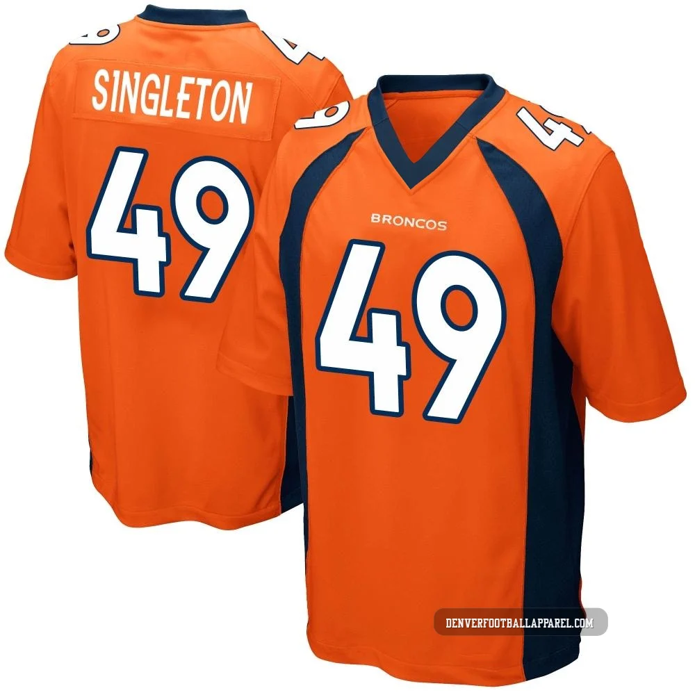 Alex Singleton ＃49 Men's Game Denver Broncos Orange Team Color Jersey