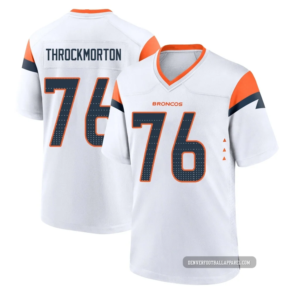 Calvin Throckmorton ＃76 Men's Game Denver Broncos White 2nd Jersey
