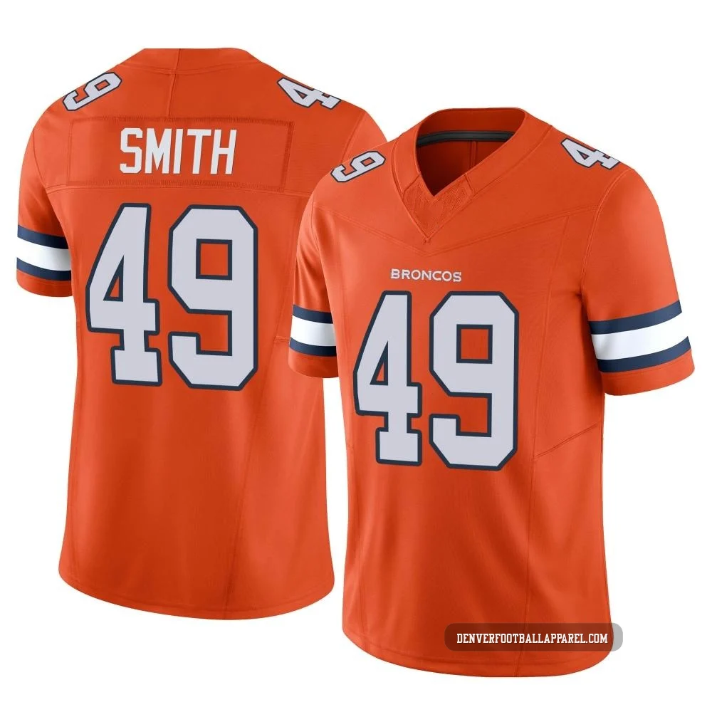 Dennis Smith ＃49 Men's Limited Denver Broncos Orange Vapor F.U.S.E. Jersey