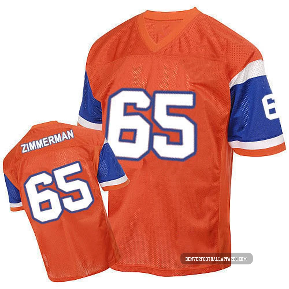 Gary Zimmerman ＃65 Men's Authentic Denver Broncos Orange Mitchell And Ness Throwback Jersey