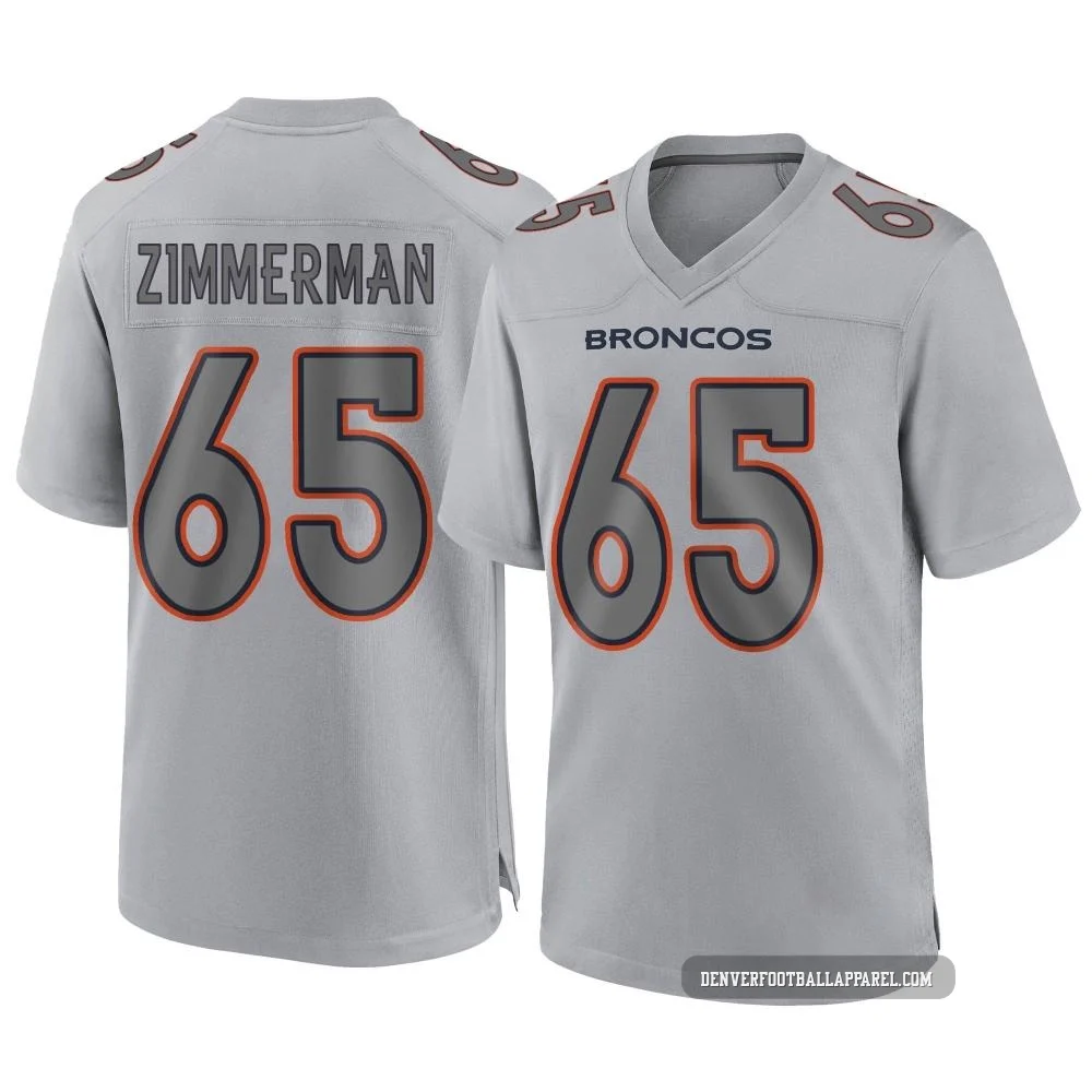 Gary Zimmerman ＃65 Men's Game Denver Broncos Gray Atmosphere Fashion Jersey