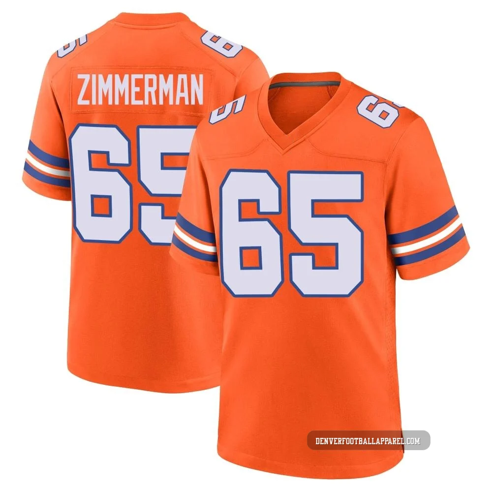 Gary Zimmerman ＃65 Men's Game Denver Broncos Orange Alternate Mile High Collection 1977 Throwback Jersey