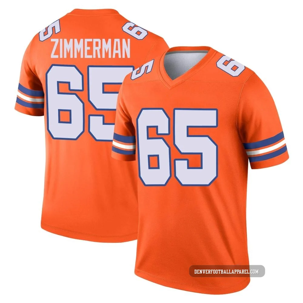 Gary Zimmerman ＃65 Men's Legend Denver Broncos Orange Alternate Mile High Collection 1977 Throwback Jersey