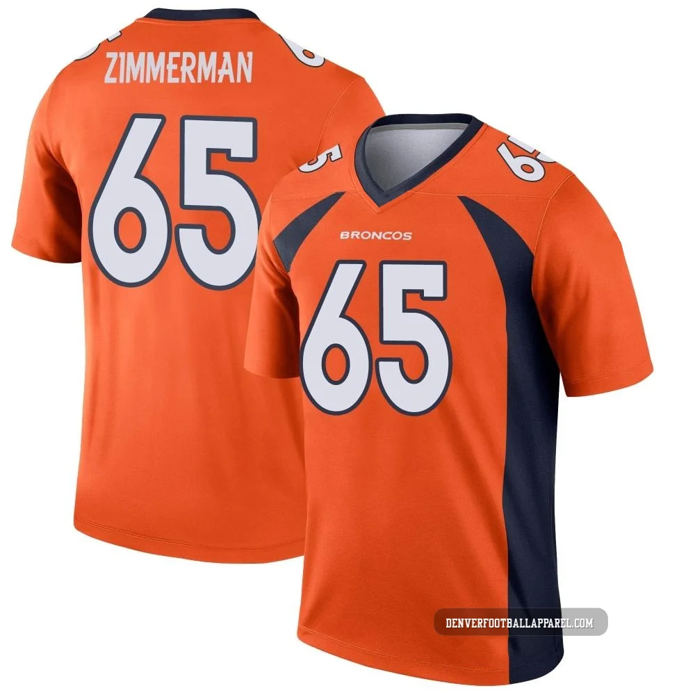 Gary Zimmerman ＃65 Men's Legend Denver Broncos Orange Jersey
