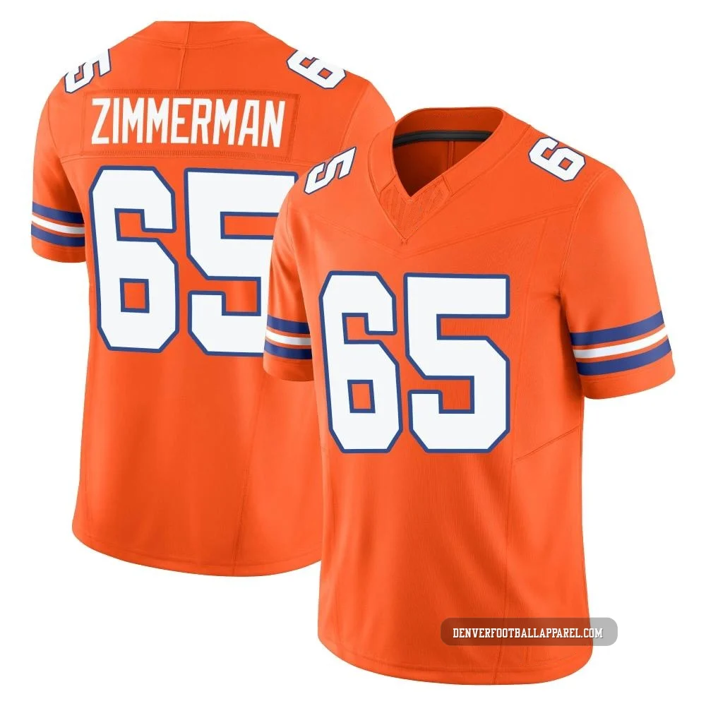 Gary Zimmerman ＃65 Men's Limited Denver Broncos Orange Alternate Vapor F.U.S.E. Mile High Collection 1977 Throwback Jersey