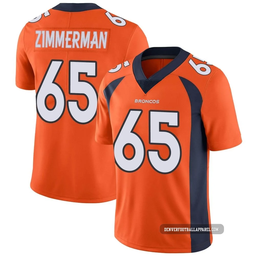 Gary Zimmerman ＃65 Men's Limited Denver Broncos Orange Team Color Vapor Untouchable Jersey