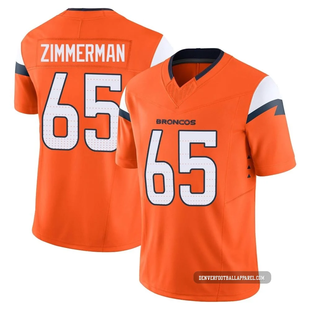 Gary Zimmerman ＃65 Men's Limited Denver Broncos Orange Vapor F.U.S.E. 2nd Jersey