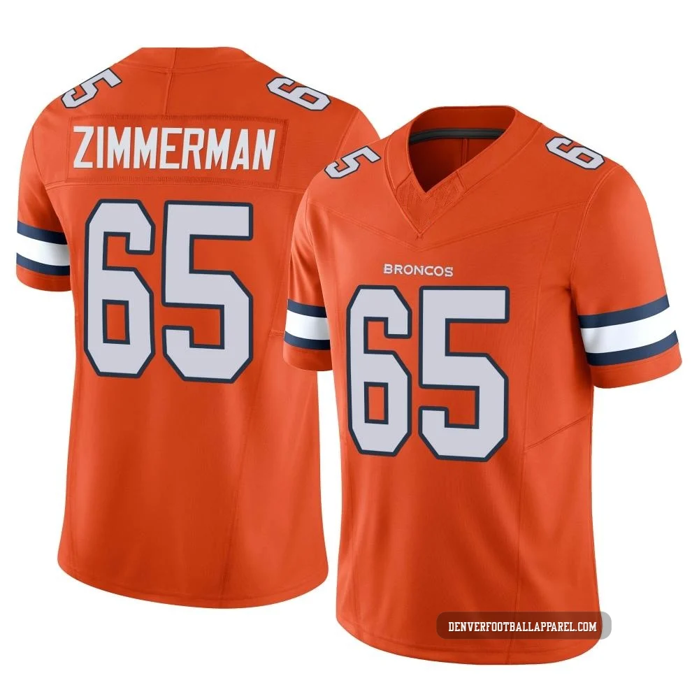 Gary Zimmerman ＃65 Men's Limited Denver Broncos Orange Vapor F.U.S.E. Jersey