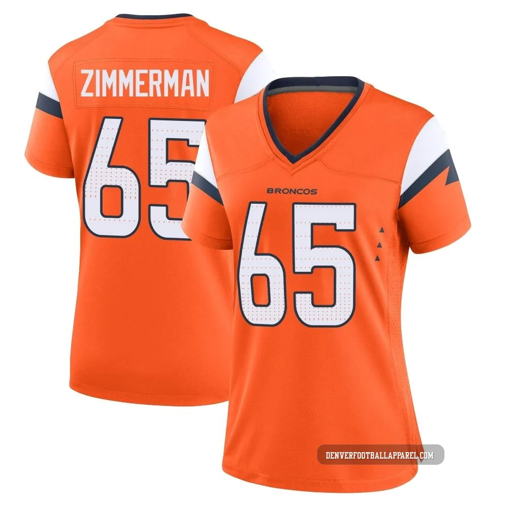 Gary Zimmerman ＃65 Women's Game Denver Broncos Orange Jersey