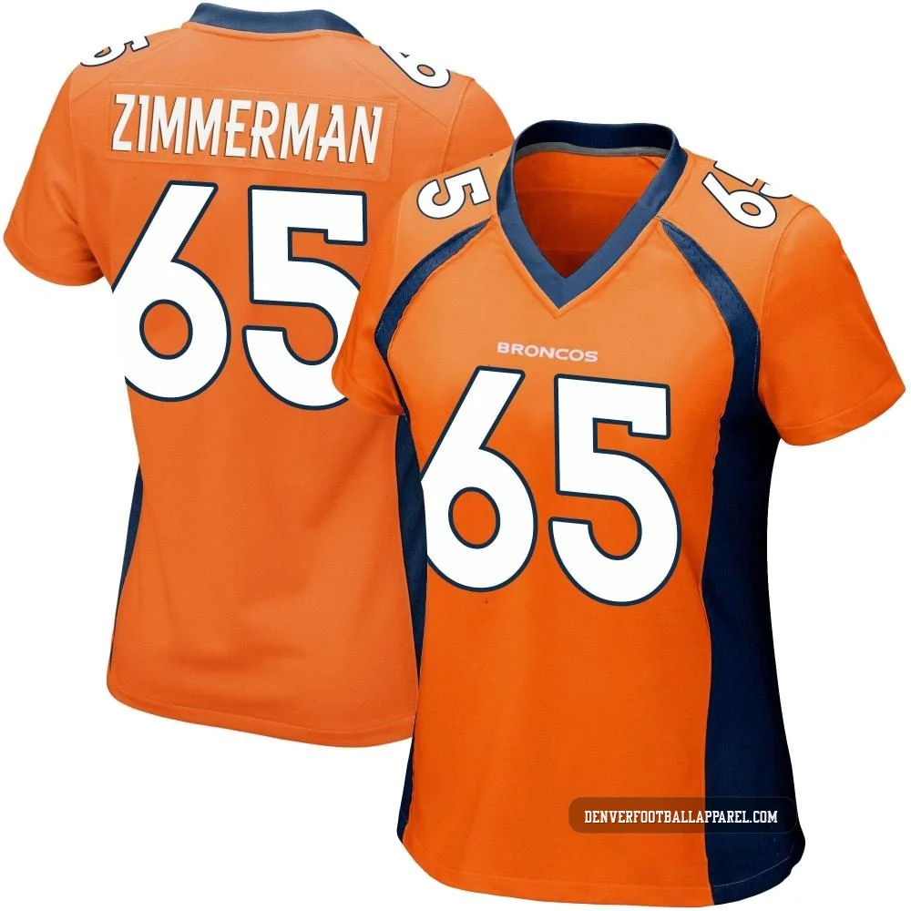 Gary Zimmerman ＃65 Women's Game Denver Broncos Orange Team Color Jersey