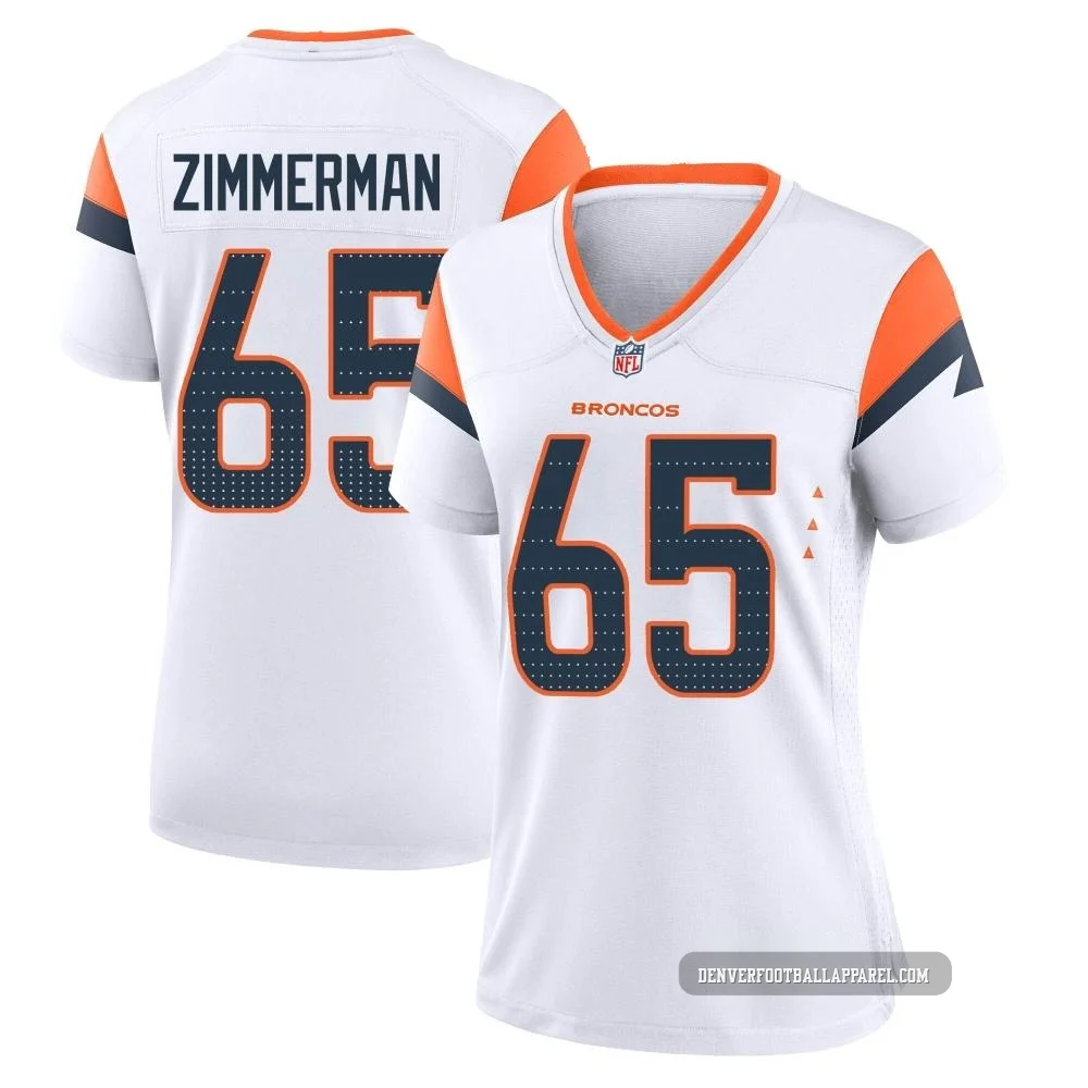 Gary Zimmerman ＃65 Women's Game Denver Broncos White 2nd Jersey