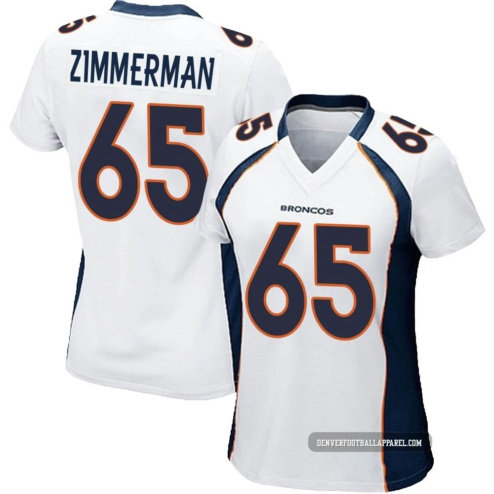 Gary Zimmerman ＃65 Women's Game Denver Broncos White Jersey