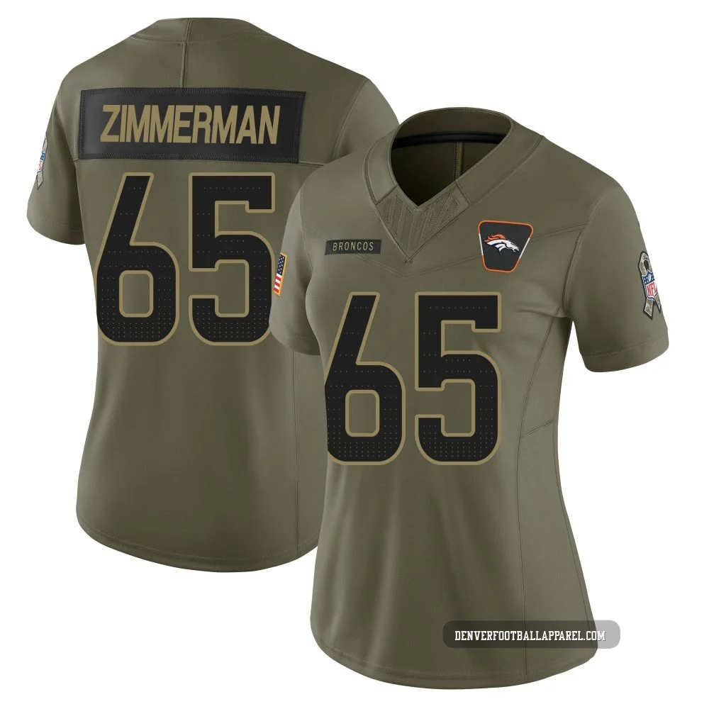 Gary Zimmerman ＃65 Women's Limited Denver Broncos Olive 2025 Salute to Service Jersey