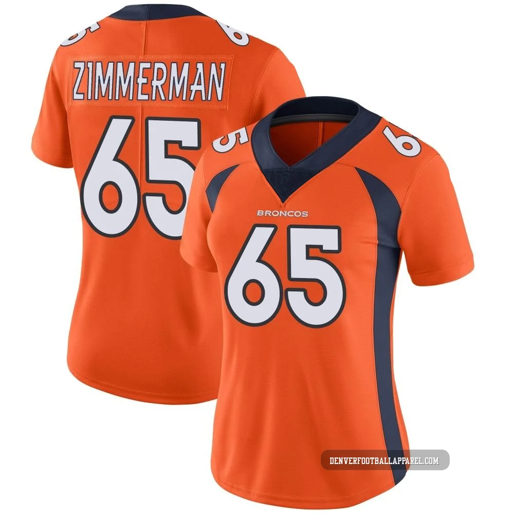 Gary Zimmerman ＃65 Women's Limited Denver Broncos Orange Team Color Vapor Untouchable Jersey