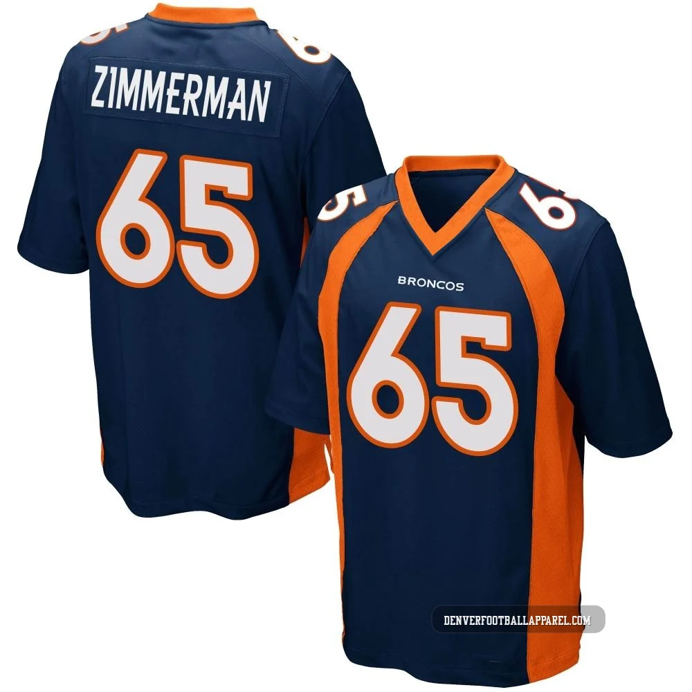Gary Zimmerman ＃65 Youth Game Denver Broncos Navy Blue Alternate Jersey