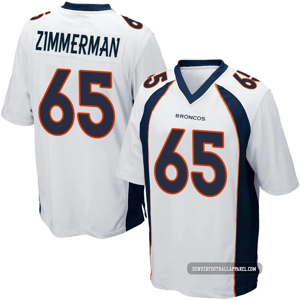 Gary Zimmerman ＃65 Youth Game Denver Broncos White Jersey