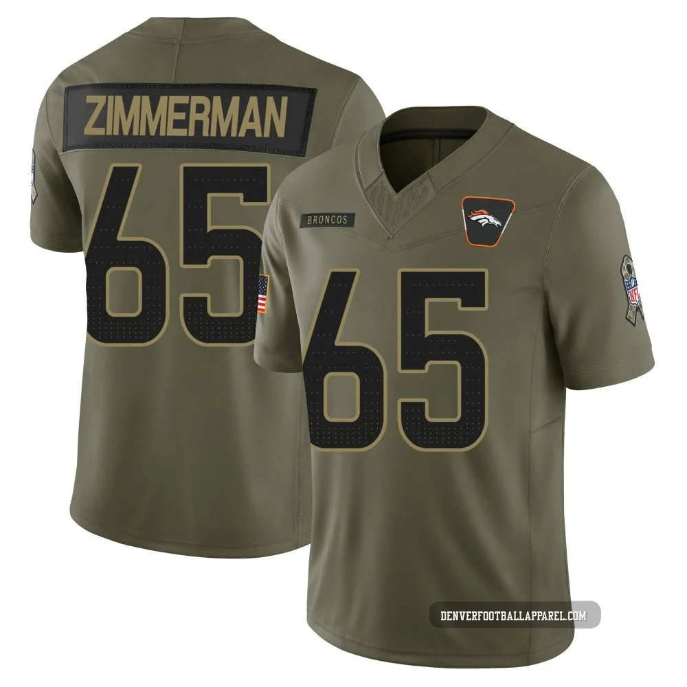 Gary Zimmerman ＃65 Youth Limited Denver Broncos Olive 2025 Salute to Service Jersey