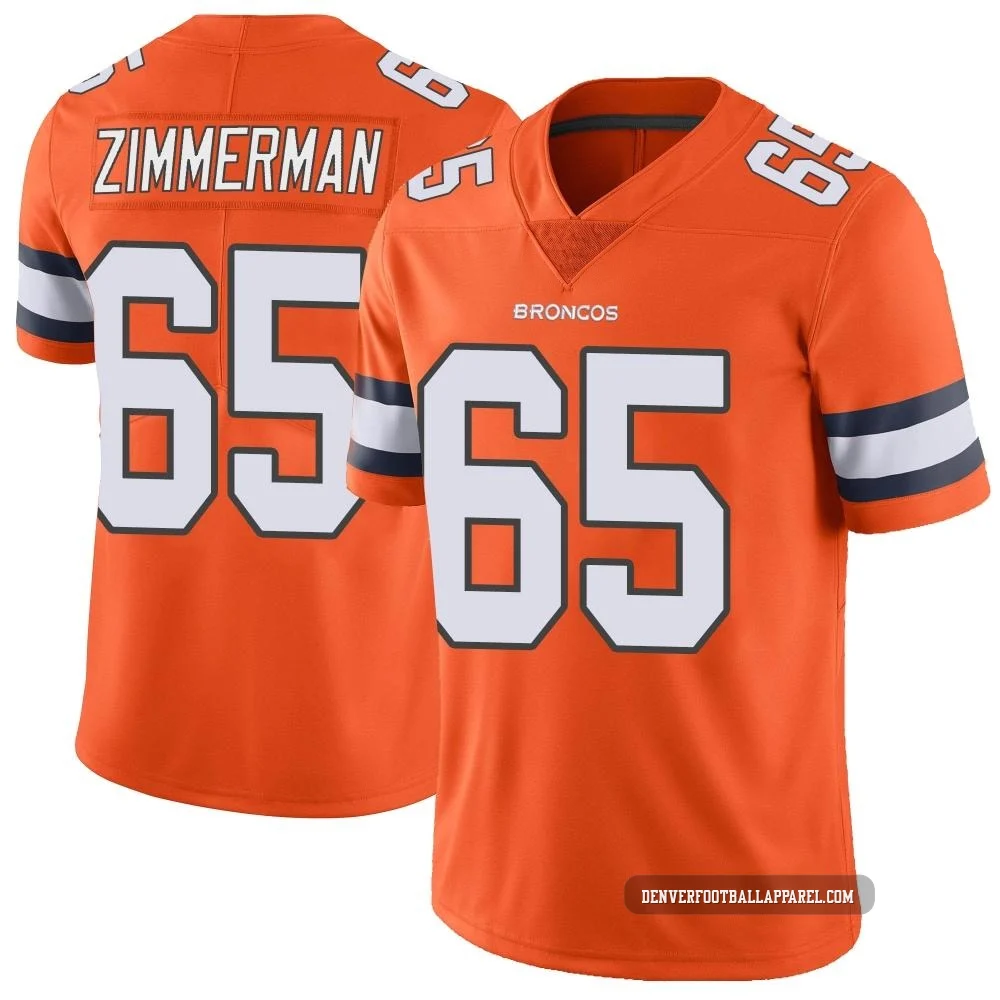 Gary Zimmerman ＃65 Youth Limited Denver Broncos Orange Color Rush Vapor Untouchable Jersey