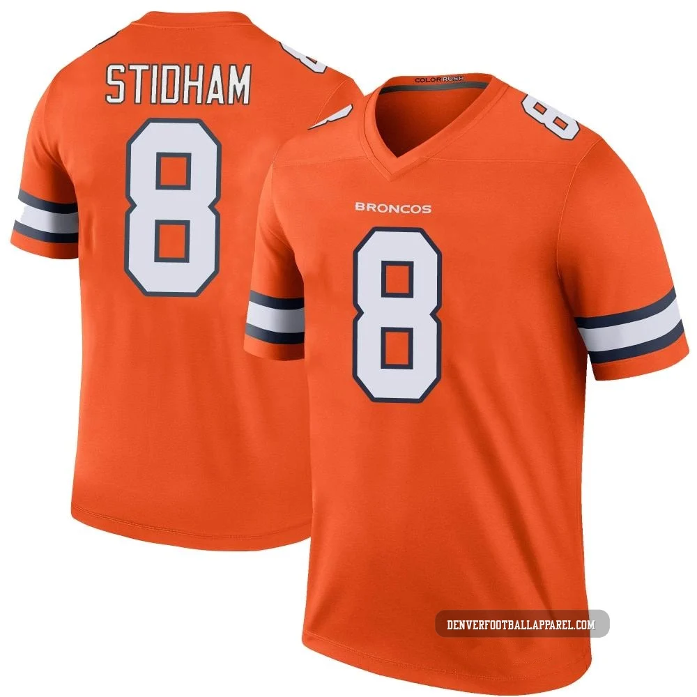 Jarrett Stidham ＃8 Youth Legend Denver Broncos Orange Color Rush Jersey