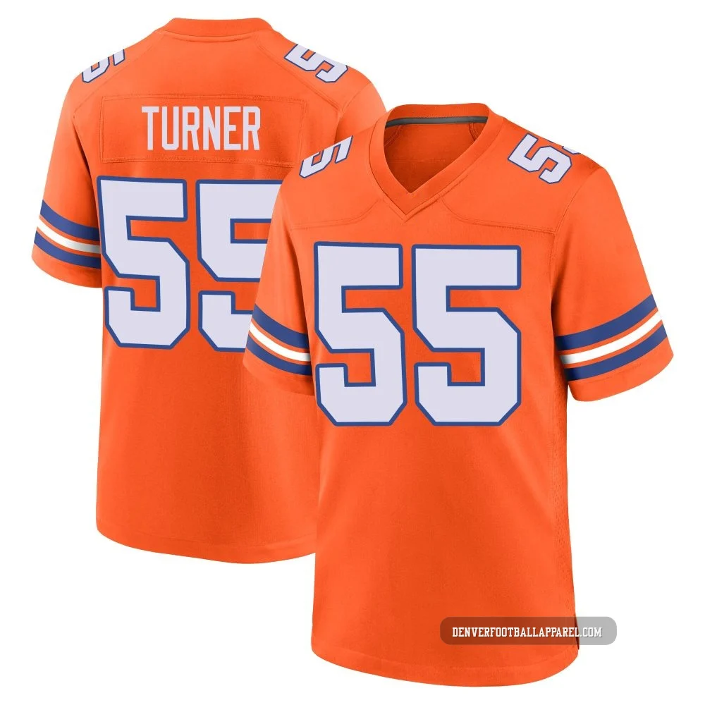 Jordan Turner ＃55 Men's Game Denver Broncos Orange Alternate Mile High Collection 1977 Throwback Jersey