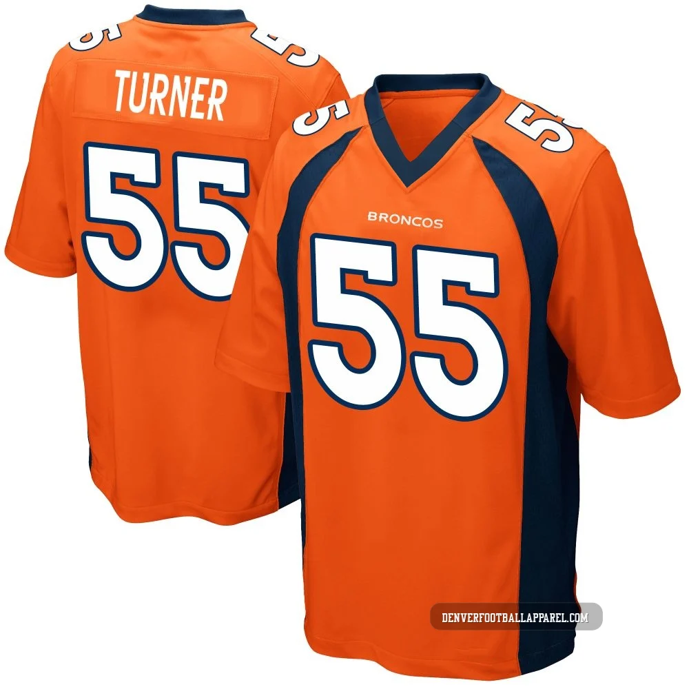Jordan Turner ＃55 Men's Game Denver Broncos Orange Team Color Jersey