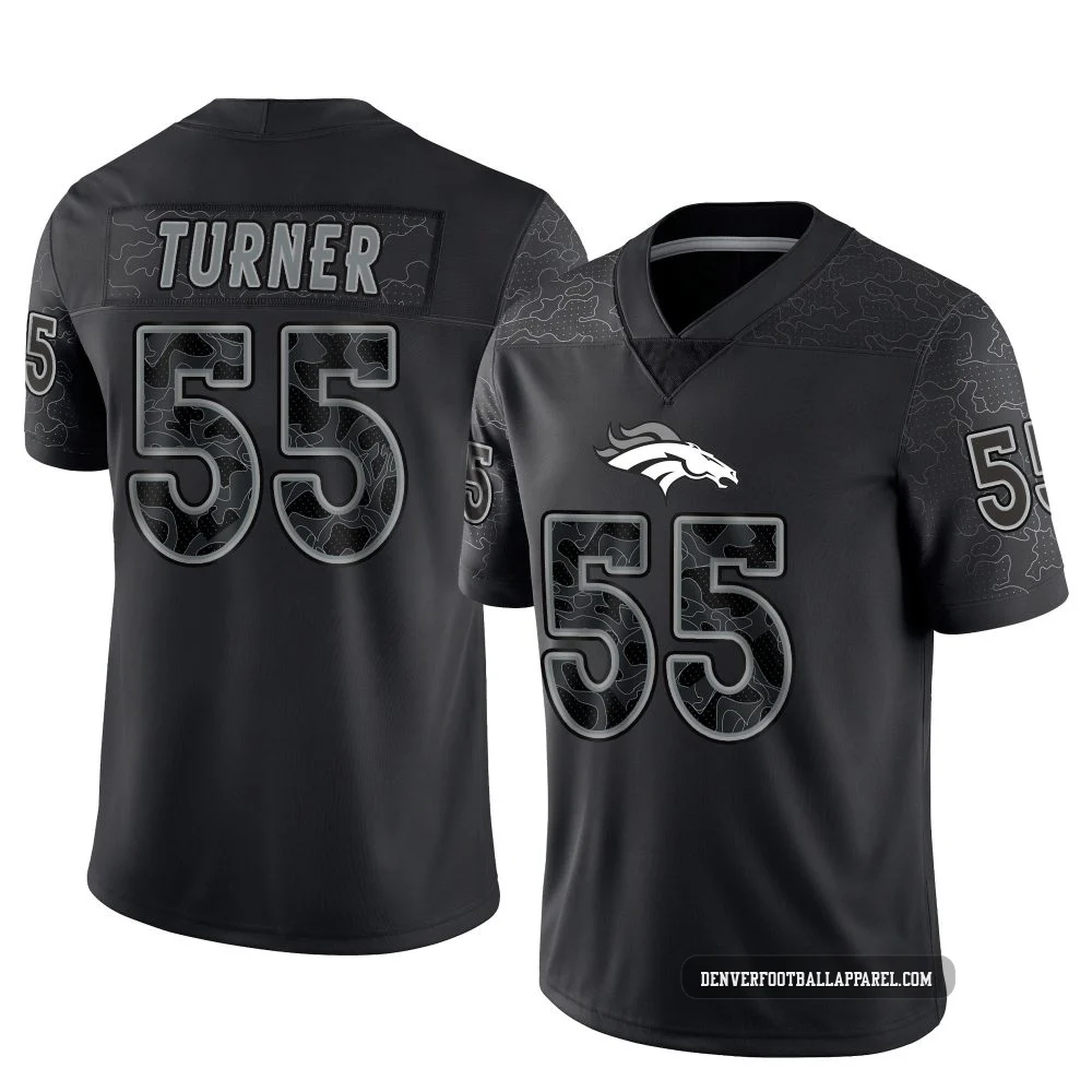 Jordan Turner ＃55 Men's Limited Denver Broncos Black Reflective Jersey
