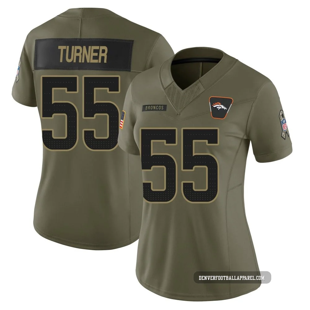 Jordan Turner ＃55 Women's Limited Denver Broncos Olive 2025 Salute to Service Jersey