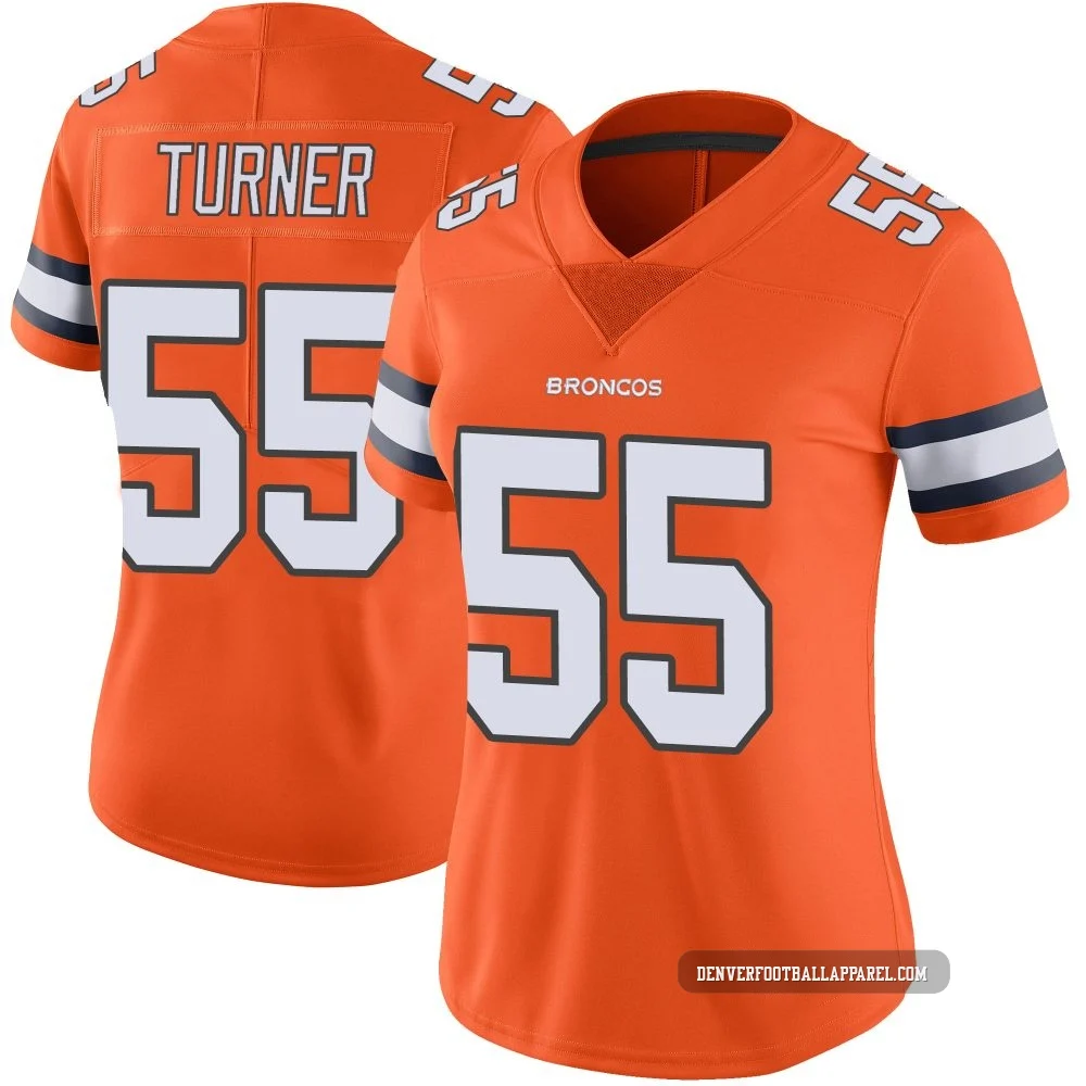 Jordan Turner ＃55 Women's Limited Denver Broncos Orange Color Rush Vapor Untouchable Jersey