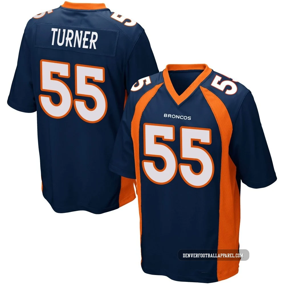 Jordan Turner ＃55 Youth Game Denver Broncos Navy Blue Alternate Jersey