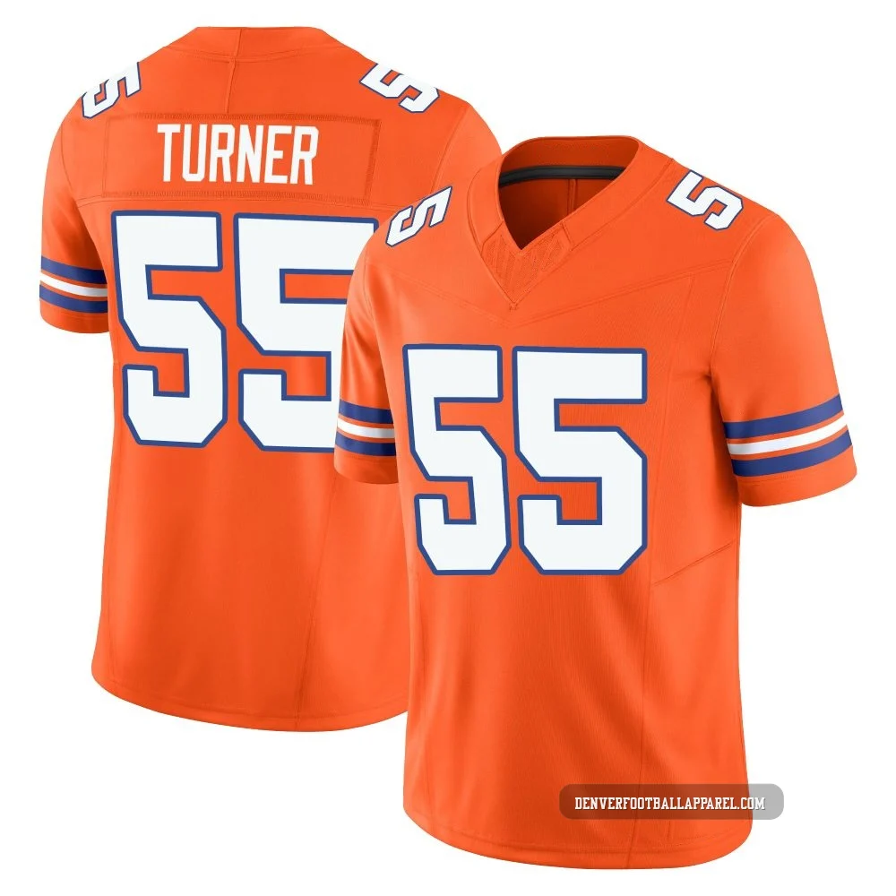 Jordan Turner ＃55 Youth Limited Denver Broncos Orange Alternate Vapor F.U.S.E. Mile High Collection 1977 Throwback Jersey