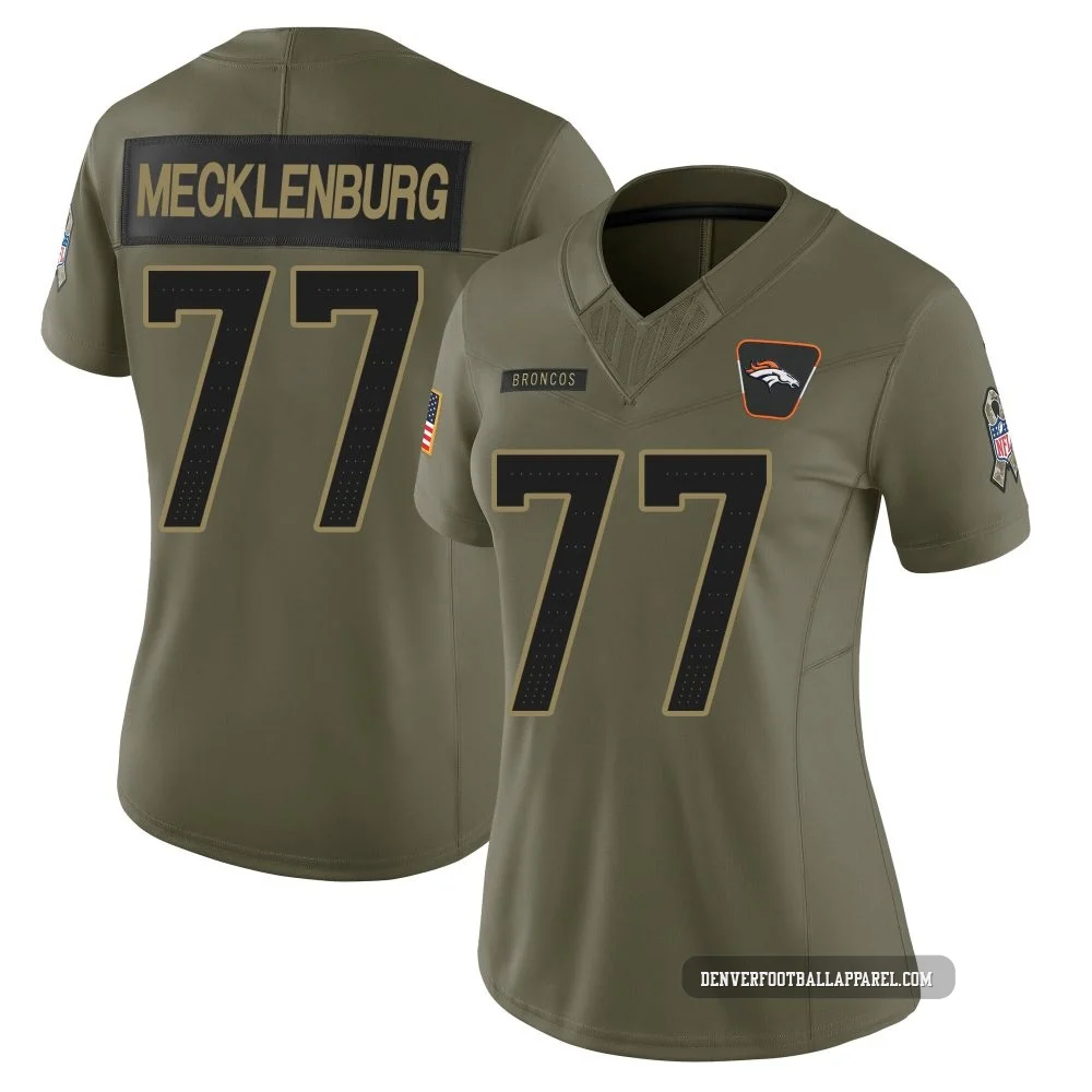 Karl Mecklenburg ＃77 Women's Limited Denver Broncos Olive 2025 Salute to Service Jersey