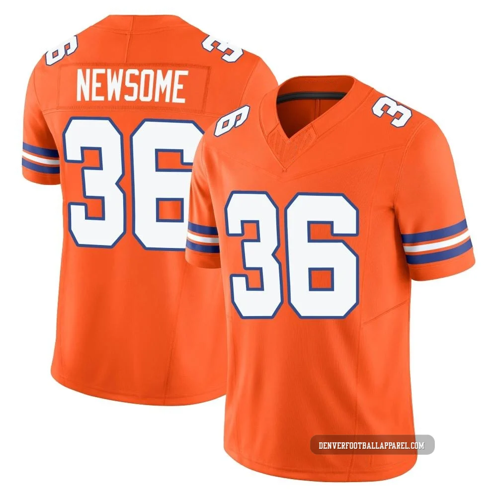 Quinton Newsome ＃36 Men's Limited Denver Broncos Orange Alternate Vapor F.U.S.E. Mile High Collection 1977 Throwback Jersey