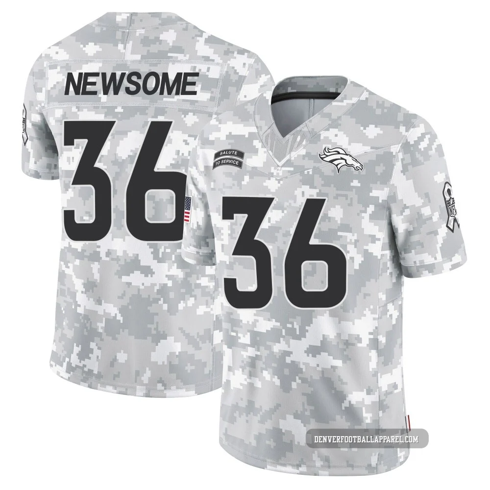 Quinton Newsome ＃36 Youth Limited Denver Broncos Arctic Camo 2024 Salute to Service Jersey
