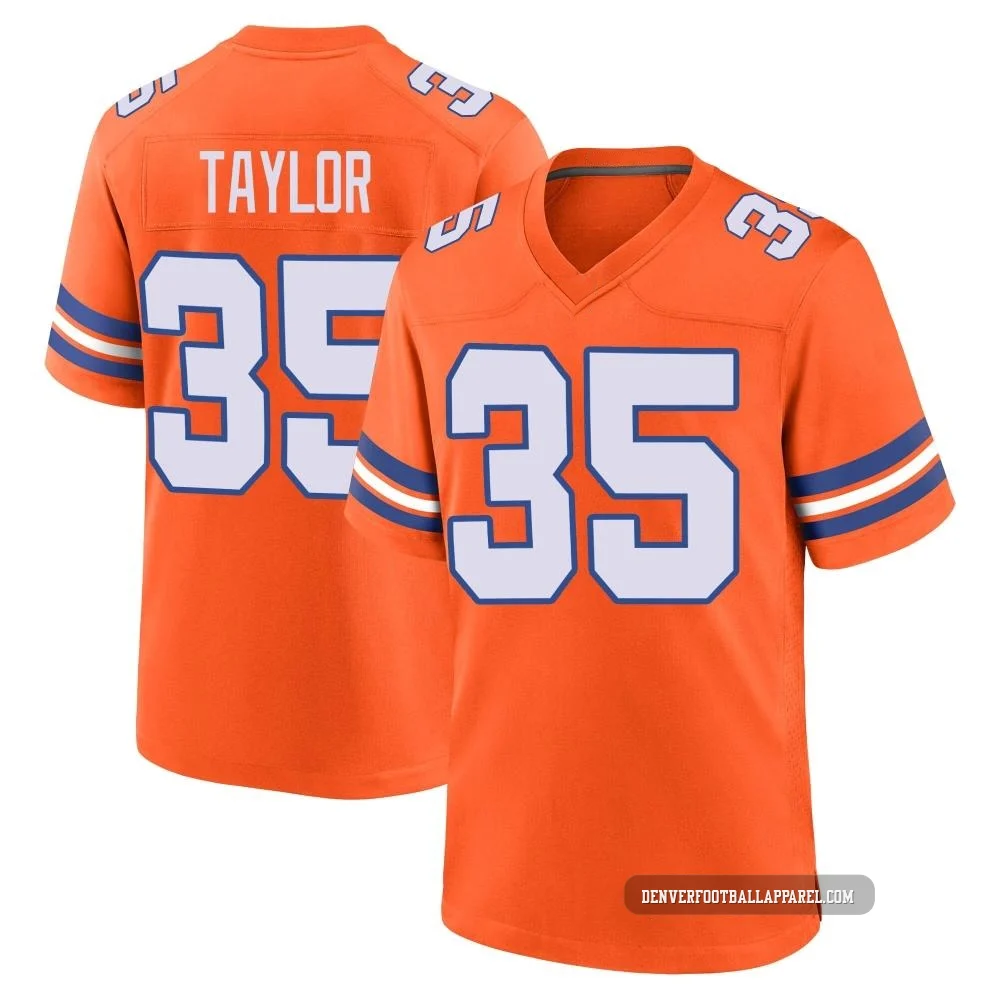 Reese Taylor ＃35 Men's Game Denver Broncos Orange Alternate Mile High Collection 1977 Throwback Jersey