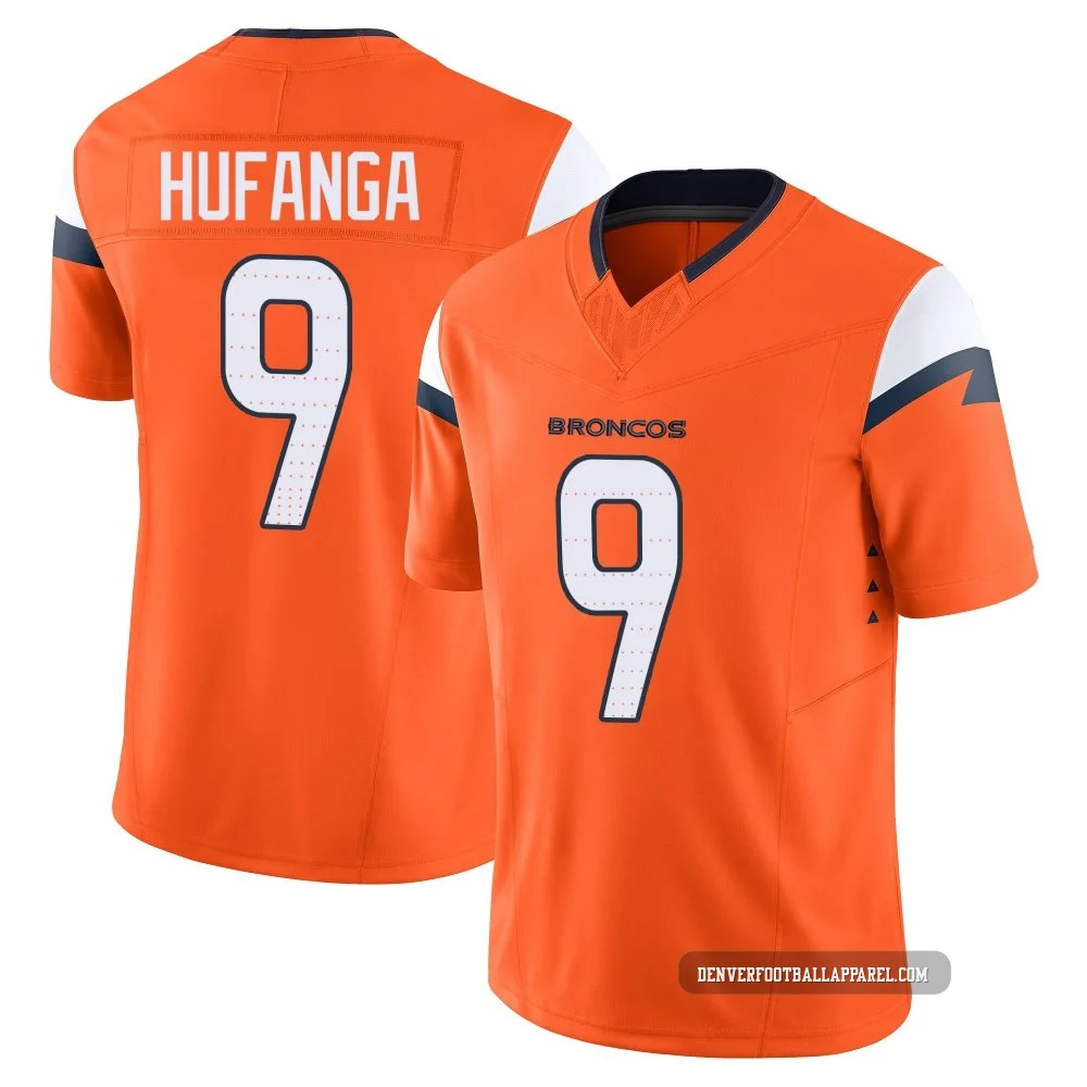 Talanoa Hufanga ＃9 Men's Limited Denver Broncos Orange Vapor F.U.S.E. 2nd Jersey